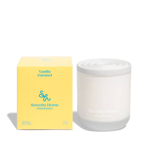Serenity Vanilla Caramel Scent Home Fragrance Candle Jar 300g