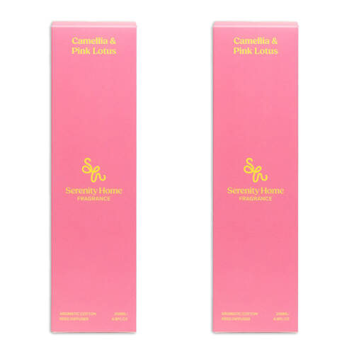 2PK Serenity Camilla and Pink Lotus Scent Home Fragrance Reed Diffuser Bottle 200mL