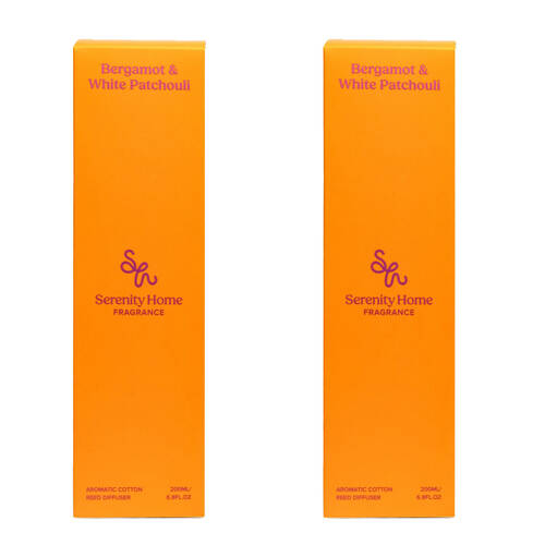 2PK Serenity Bergamot & White Patchouli Scent Home Fragrance Reed Diffuser 200mL
