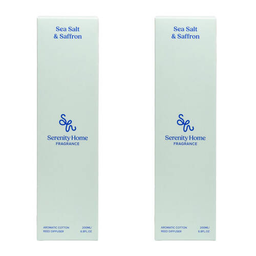 2PK Serenity Sea Salt and Saffron Scent Home Fragrance Reed Diffuser Bottle 200mL