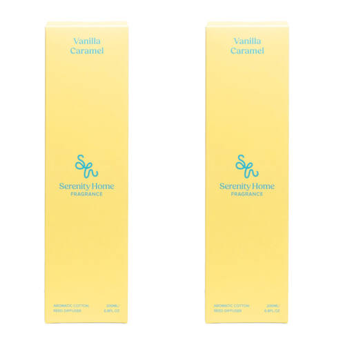 2PK Serenity Vanilla Caramel Scent Home Fragrance Reed Diffuser Bottle 200mL