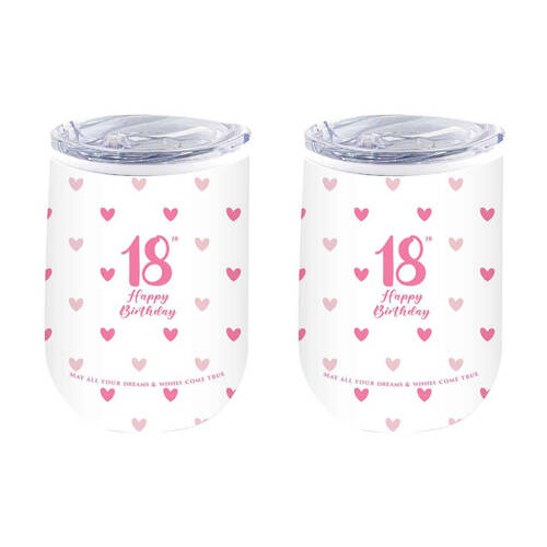 2PK LMD 18th Sweet Heart Double Walled Insulated Mug 360ml