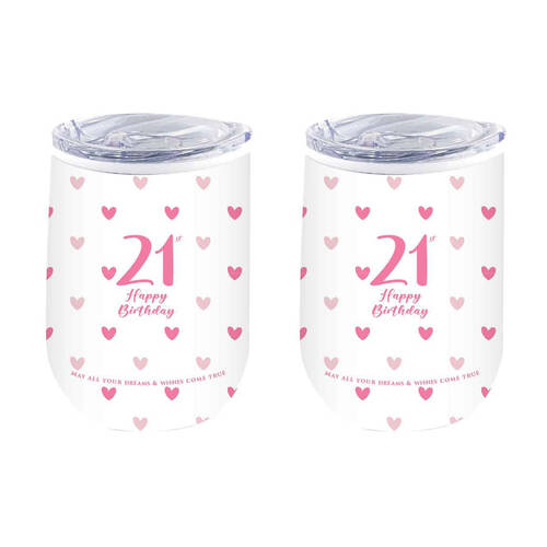 2PK LMD 21st Sweet Heart Double Walled Insulated Mug 360ml