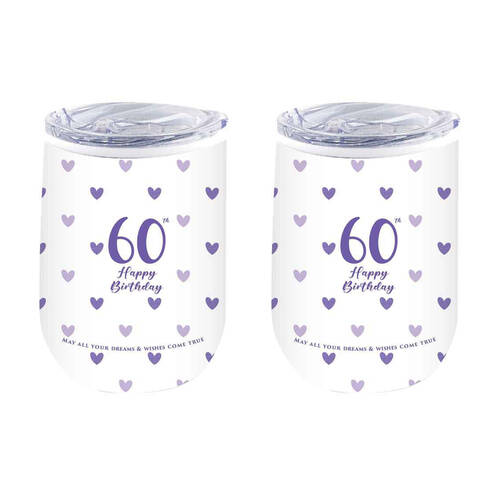 2PK LMD 60th Sweet Heart Double Walled Insulated Mug 360ml