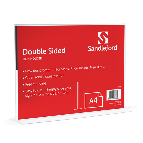 Sandleford Double-Sided T-Shape A4 Sign Holder Landscape W297 x D78 x H210mm