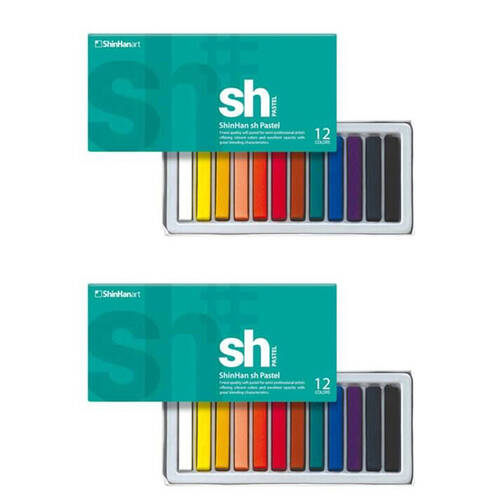 2x 12pc Shinhan Soft Artists Blendable Pastels Set Multi-Coloured Assorted