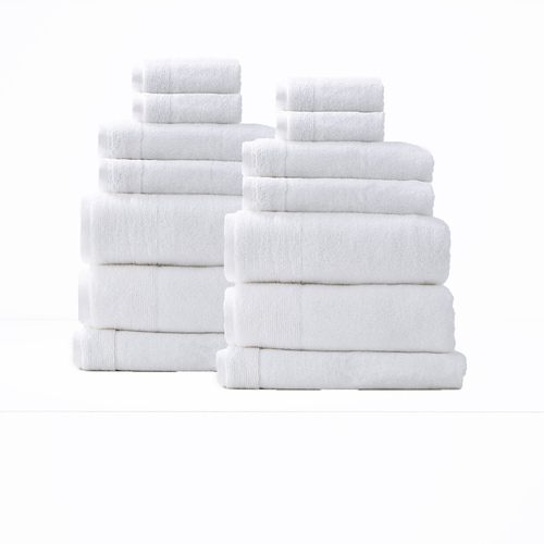 14pc Renee Taylor Aireys 650GSM Zero Twist Towel Set Snow