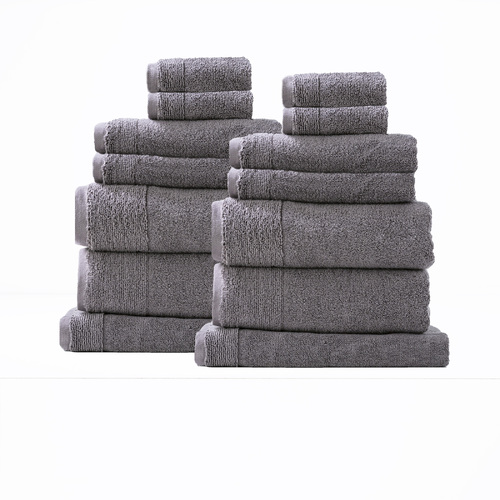 14pc Renee Taylor Aireys 650GSM Zero Twist Towel Set Nickel