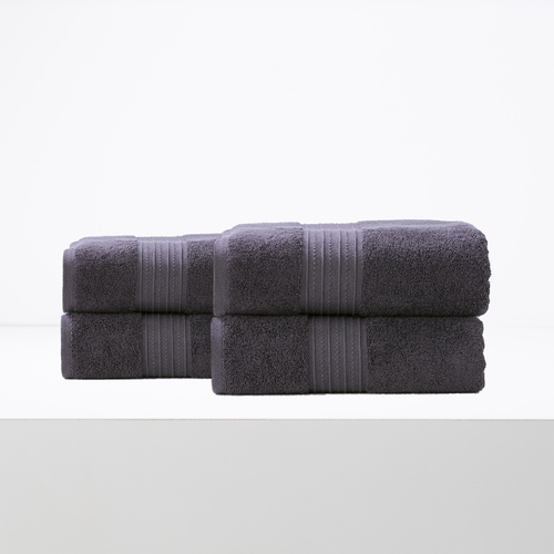 4pc Renee Taylor Brentwood 650GSM Low Twist Bath Sheet Carbon