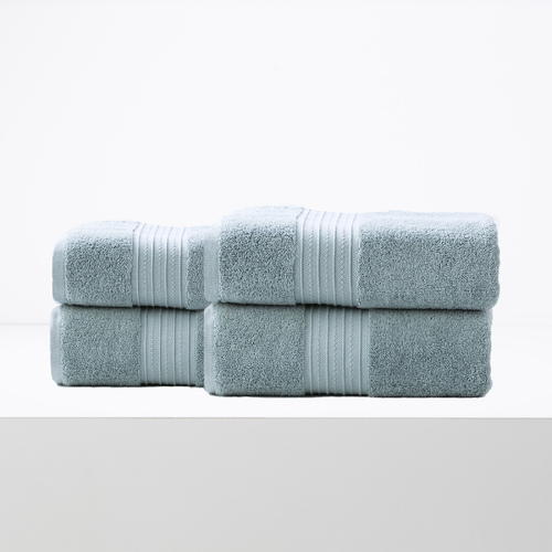 4pc Renee Taylor Brentwood 650GSM Low Twist Bath Sheet Gray Mist