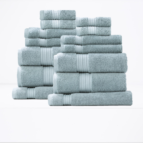 14pc Renee Taylor Brentwood 650GSM Low Twist Towel Set Gray Mist