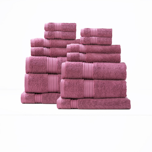 14pc Renee Taylor Brentwood 650GSM Low Twist Towel Set Rosebud