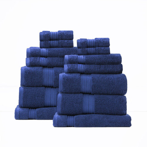 14pc Renee Taylor Brentwood 650GSM Low Twist Towel Set Royal