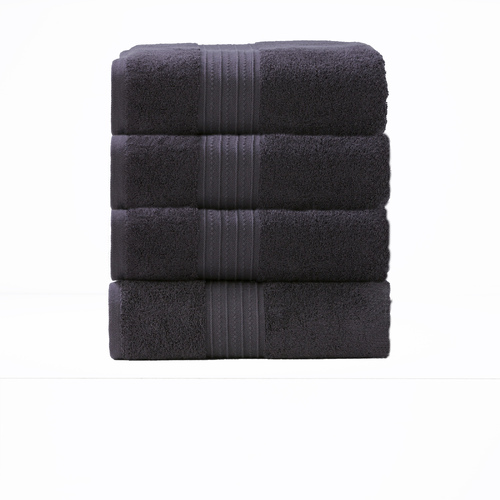 4pc Renee Taylor Brentwood 650GSM Low Twist Bath Towel Carbon