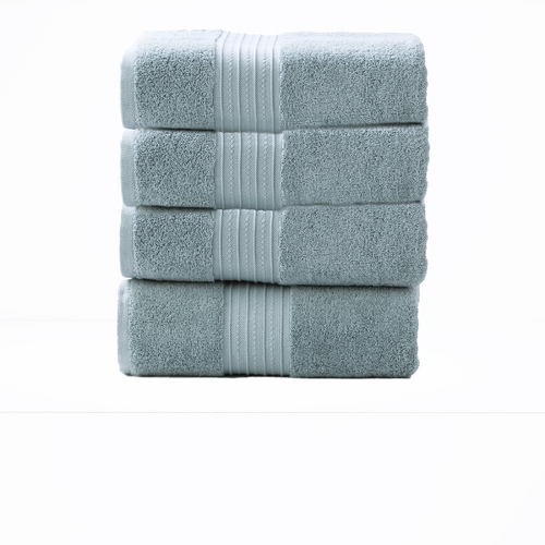 4pc Renee Taylor Brentwood 650GSM Low Twist Bath Towel Gray Mist