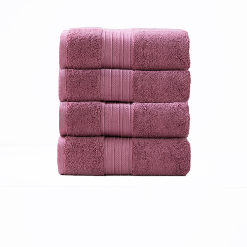 4pc Renee Taylor Brentwood 650GSM Low Twist Bath Towel Rosebud