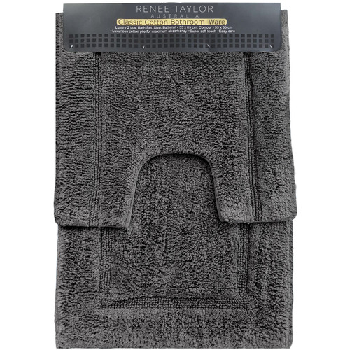 2pc Renee Taylor 2200 GSM Tufted Bath Mat Set Nickel