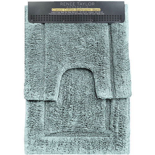 2pc Renee Taylor 2200 GSM Tufted Bath Mat Set Gray Mist
