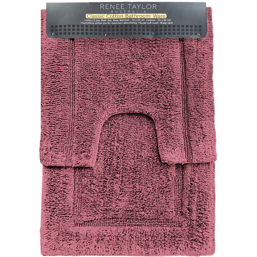 2pc Renee Taylor 2200 GSM Tufted Bath Mat Set Rosebud