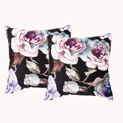 2pc Renee Taylor Poly Velvet Printed Filled Cushions 50x50cm Grace