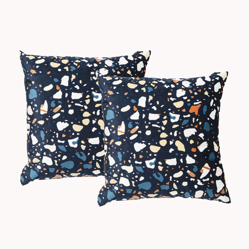 2pc Renee Taylor Poly Velvet Printed Filled Cushions 50x50cm Terazzo