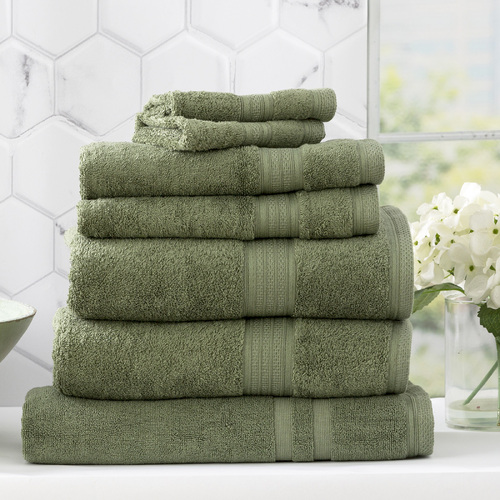 7pc Renee Taylor Stella 650GSM Super Soft Bamboo Cotton Towel Set Jade