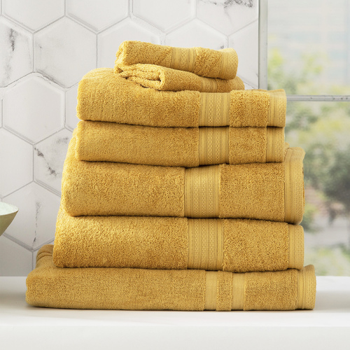7pc Renee Taylor Stella 650GSM Super Soft Bamboo Cotton Towel Set Mustard