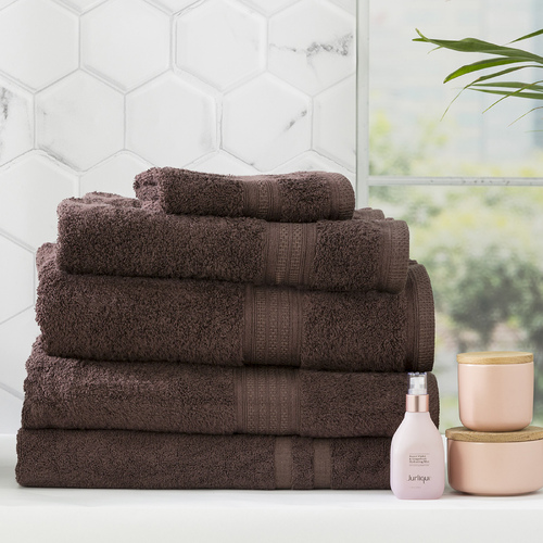 5pc Renee Taylor Stella 650GSM Super Soft Bamboo Cotton Towel Set Cocoa