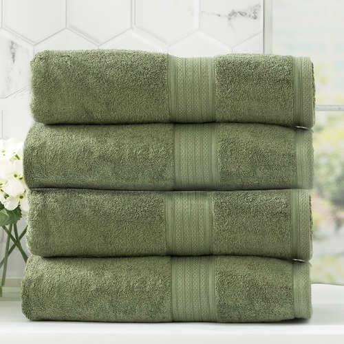 4pc Renee Taylor Stella 650GSM Super Soft Bamboo Cotton Bath Towel Jade