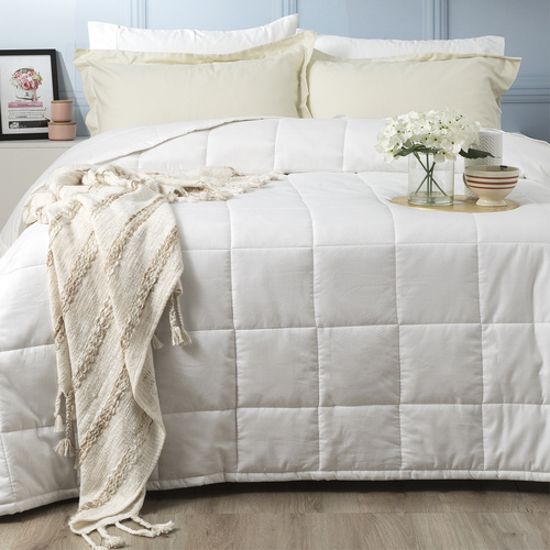 Ddecor Home Checks 500TC Cotton Jacquard Comforter Set Super King Bed White