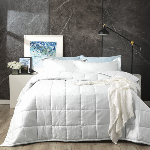 Ddecor Home Binary 500TC Cotton Jacquard Comforter Set Queen Bed White