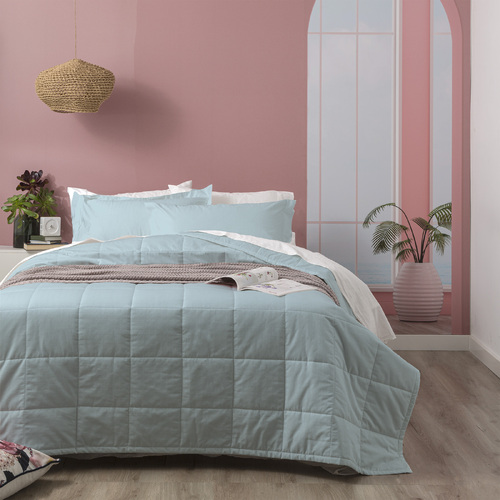 Ddecor Home Sofia 500TC Cotton Jacquard Comforter Set Queen Bed Sky