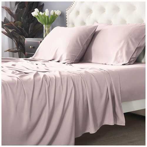 Park Avenue Long Single Bed Fitted Sheet Set 500 TC Bamboo Cotton Peach