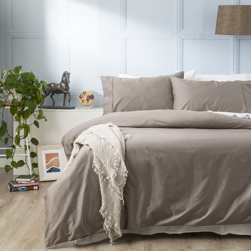 Park Avenue 500TC Natural Bamboo Cotton Quilt Cover Set Queen Pewter