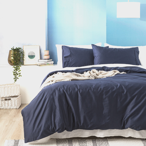 Park Avenue 500TC Natural Bamboo Cotton Quilt Cover Set King Indigo