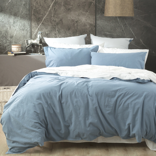 Renee Taylor Essentials Vintage Stone Washed Reversible European Pillowcase Blue