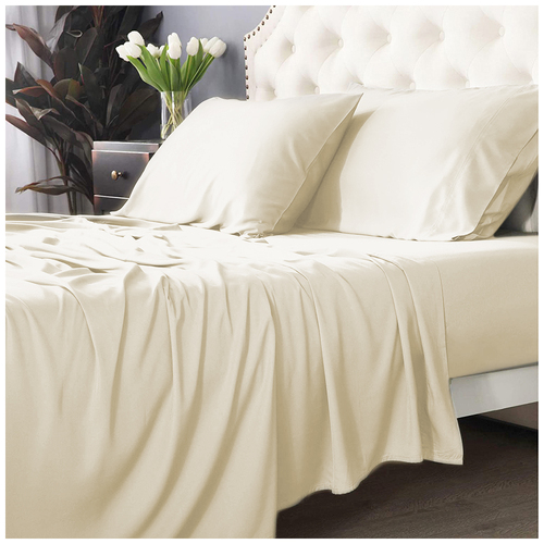 Park Avenue Split Queen Bed Fitted Sheet Set 500 TC Bamboo Cotton Dove
