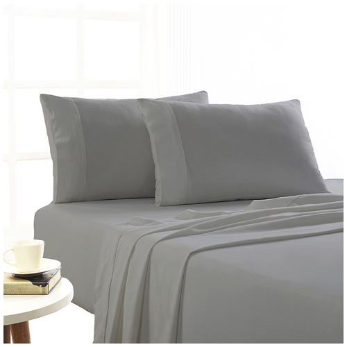Park Avenue King Single Flannelette Fitted Sheet Set 175GSM Egypt Cotton Ash