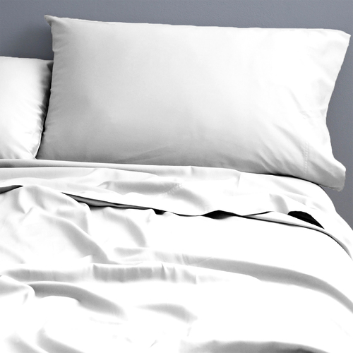 Park Avenue 500TC Double Bed Natural Cotton Sheet/Pillowcases Set White