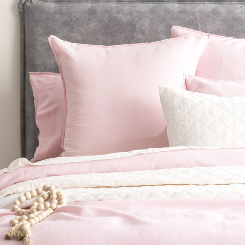 Renee Taylor Cavallo Stone Washed French Linen European Pillowcase Rose