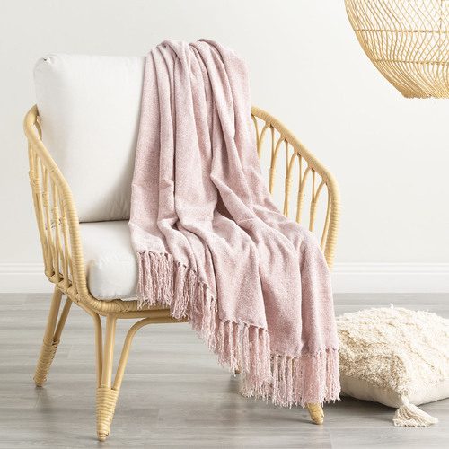 Renee Taylor Newland 130x170cm Chenille Throw Soft Plush Blanket Lotus