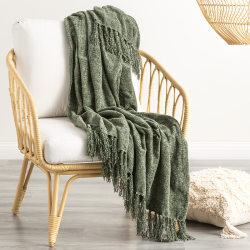 Renee Taylor Newland 130x170cm Chenille Polyester Throw - Greenlake