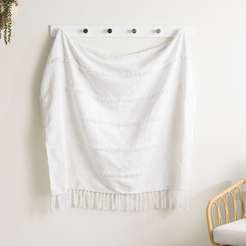 Renee Taylor Cambridge 130x170cm Cotton Slub Tufted Throw - Iceburg