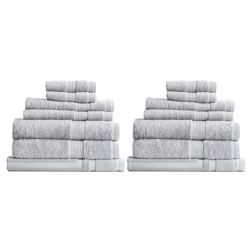 14pc Renee Taylor Stella 650GSM Cotton Bath/Hand Towel Set - Silver