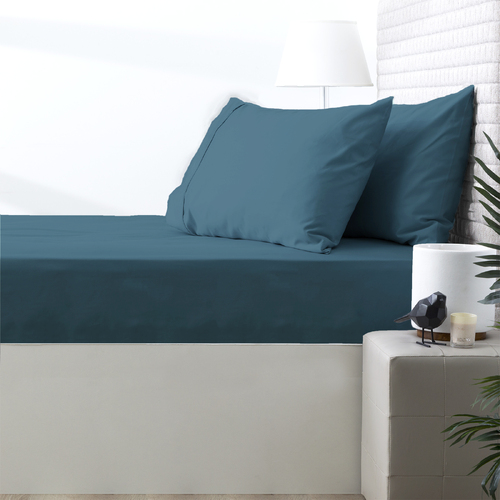 Park Avenue 500TC Queen Natural Cotton Fitted/Pillowcase Combo Set Teal