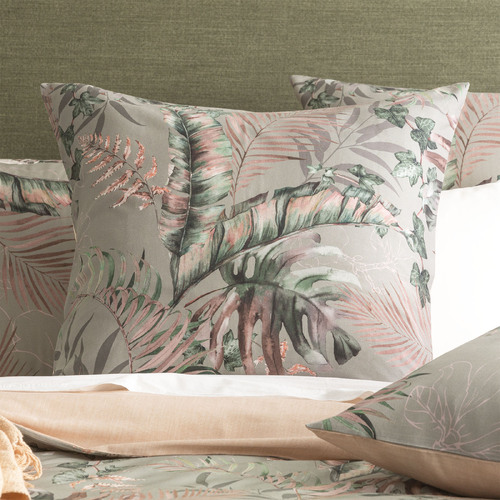 Renee Taylor 300TC Cotton 65cm Reversible Euro Pillowcase Palm Cove Forest