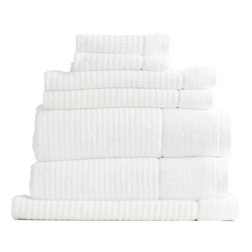 7pc Renee Taylor Cambridge 650GSM Textured Bath/Hand/Face Towel Mat Snow