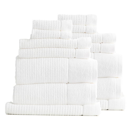 14pc Renee Taylor Cambridge 650GSM Textured Bath/Hand/Face Towel Mat Snow