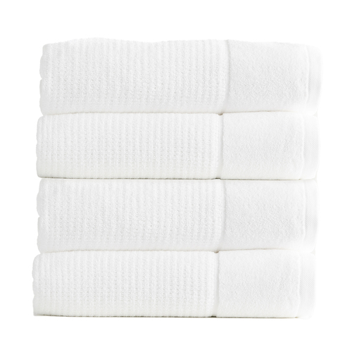 4PK Renee Taylor Cambridge 650GSM Textured 70x140cm Bath Towel - Snow