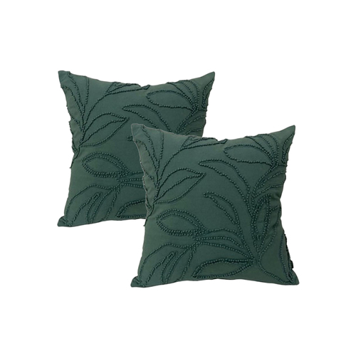 2pc Cloud Linen Riviera Cotton/Poly 50cm Embroidered Cushion Set Sqr Teal
